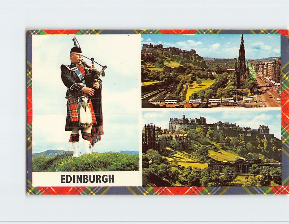 Postcard Princes Street and The Scoot Monument The Castle Edinburgh Scotland