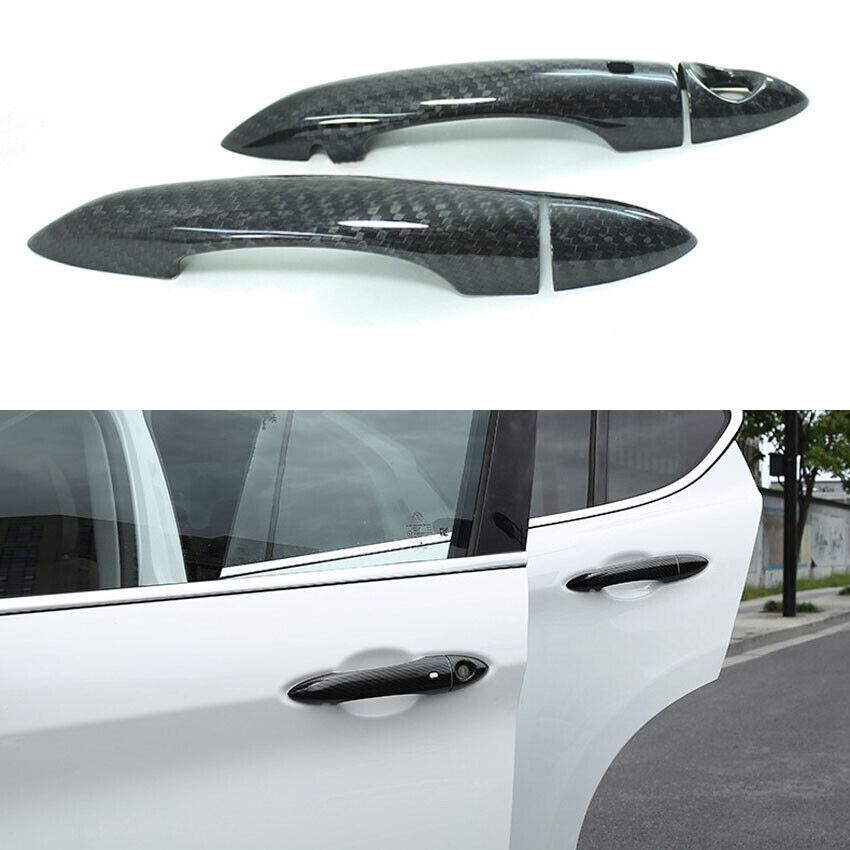 For Alfa Romeo Giulia 17-20 Real Carbon Fiber Door Side Handle Cover 2 Sensor
