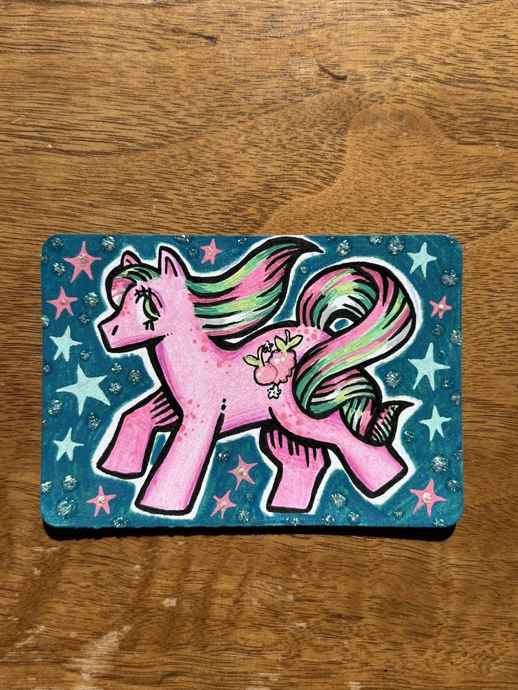 Original ACEO Vintage Pony Toy Illustration 