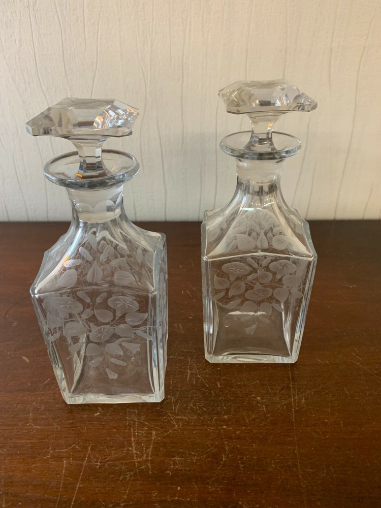 3 Engraved NO Baccarat Liquor Carafes (Price Per Unit)