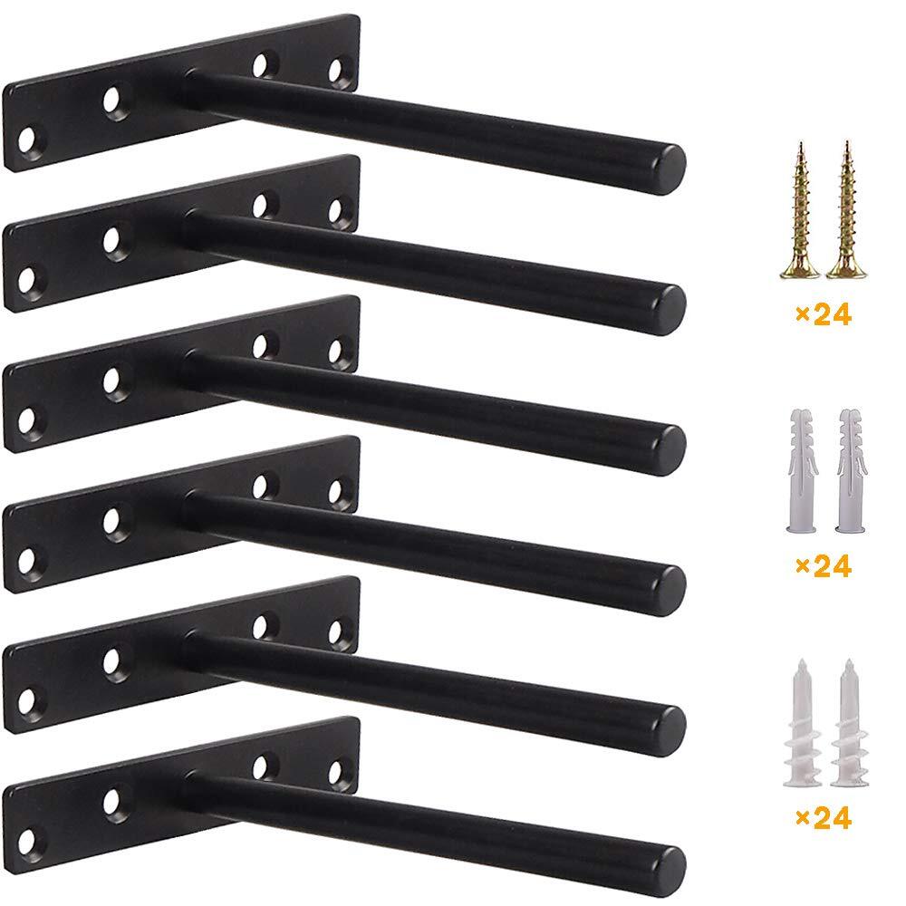 Heavy Duty Floating Shelf Bracket (Set of 6) – Solid Steel Blind Shelf Suppor...