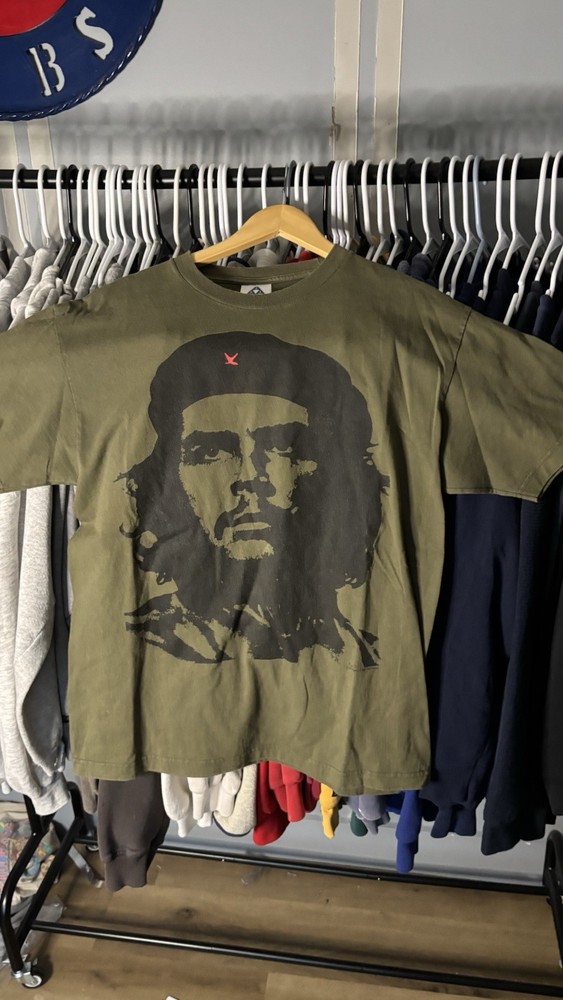 Vintage Che Guevara Graphic T Shirt Olive Green Revolutionary Tee Size Large
