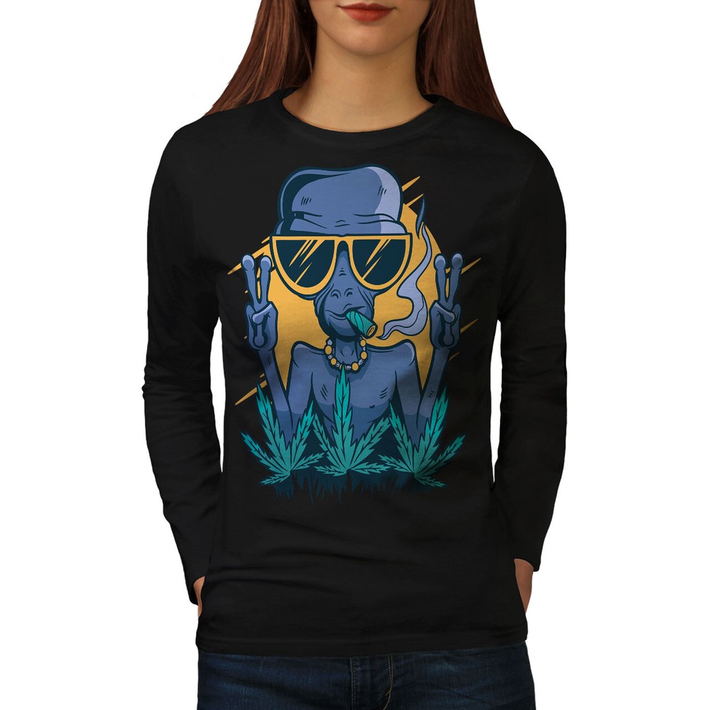 Wellcoda Chill Vibes Retro Style Funny Peace Womens Long Sleeve T-shirt