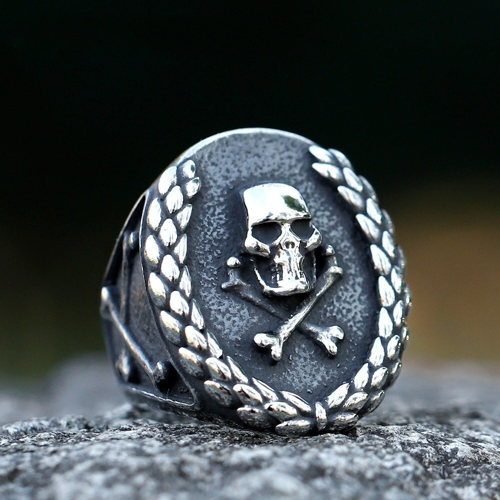 Punk Calvarium Skull Stainless Steel Fashion Ring Gothic Biker Retro Silver