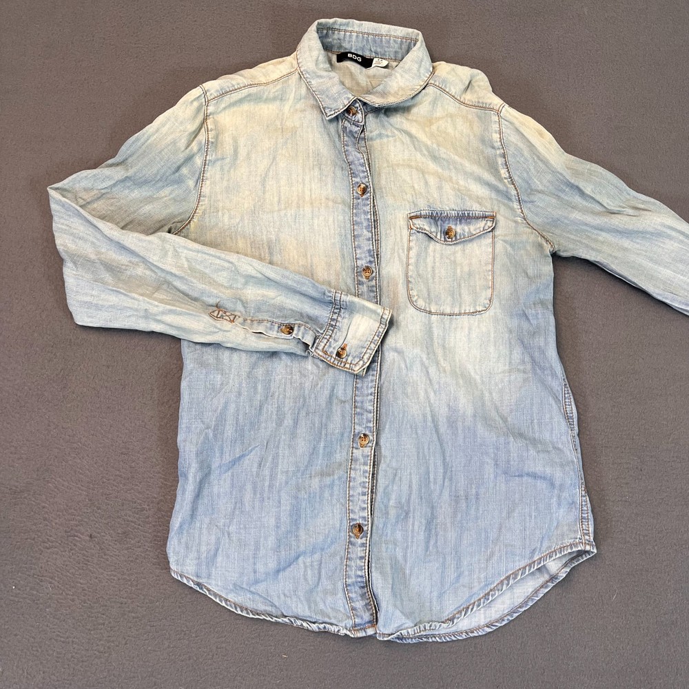 BDG Urban Outfitters Womens Sz Small Blue Jean Shirt Long Sleeve Button Up Light