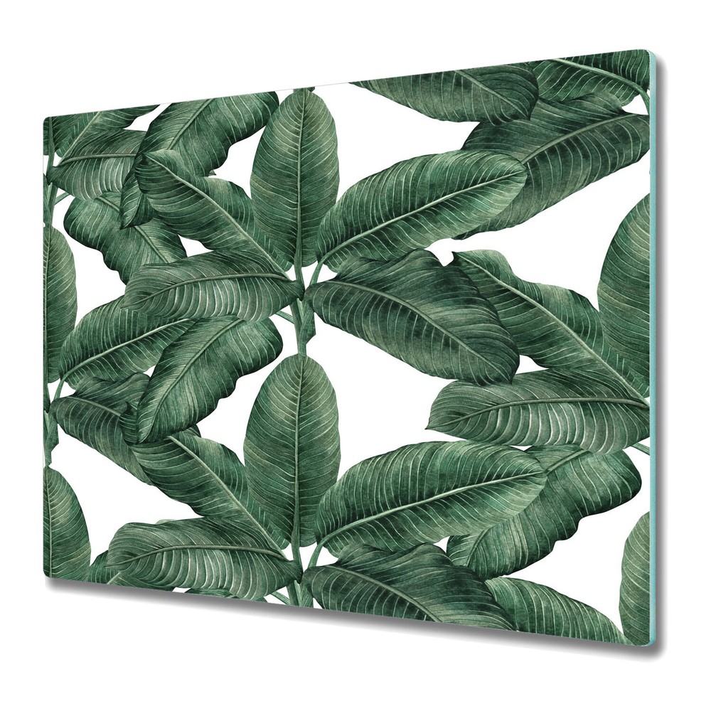 Glass Chopping Cutting Board Banana leaf Floral art leaves Botanical 60x52