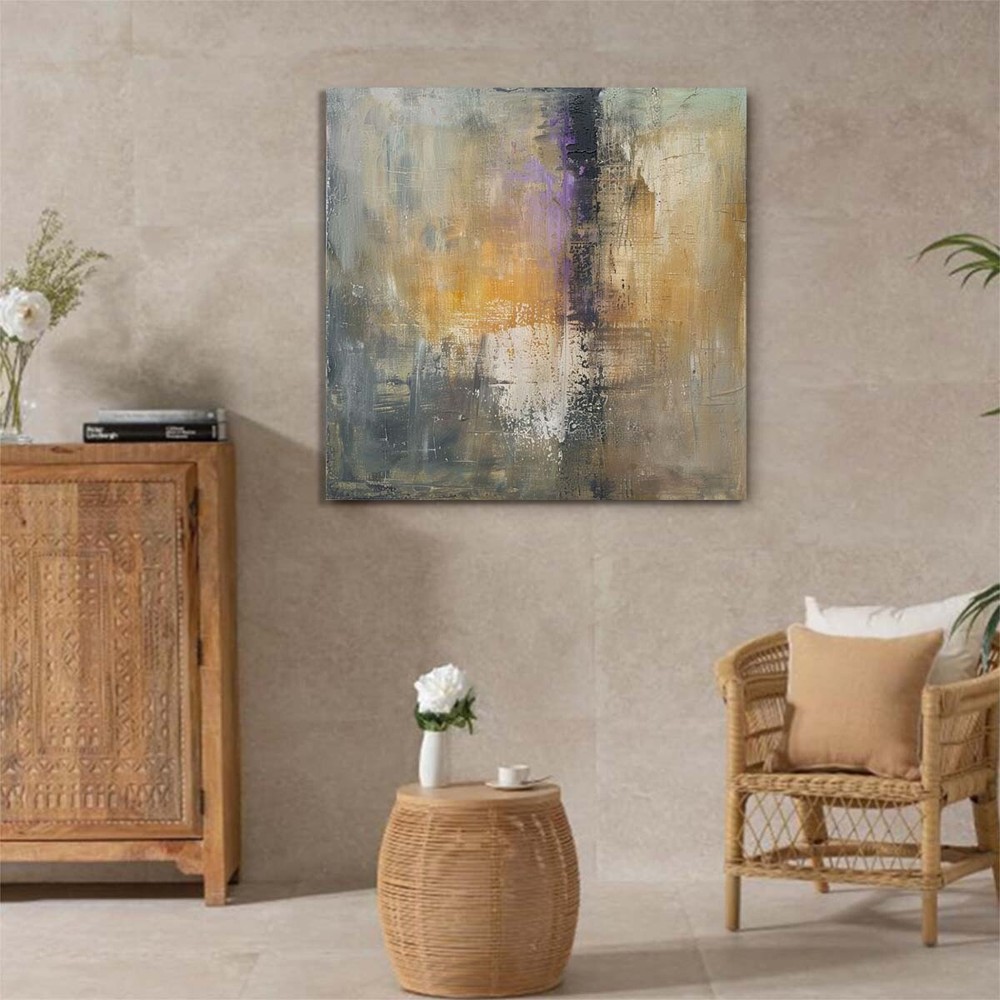 Gray Abstract Wall Art Textured Hand-Painted Oil Paintings on canvas room Decor