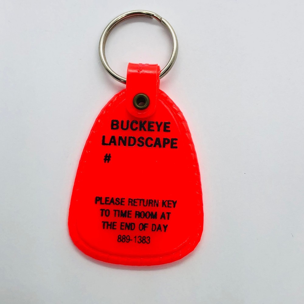 Vtg Buckeye Landscape Employee Plastic Keychain Fob Columbus OH