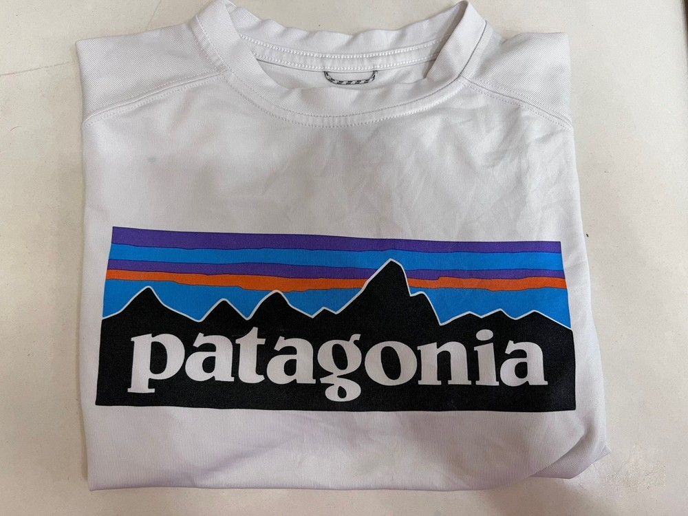 Patagonia KIDS Graphic T-Shirt White Mountain Logo SIZE XS (5-6)