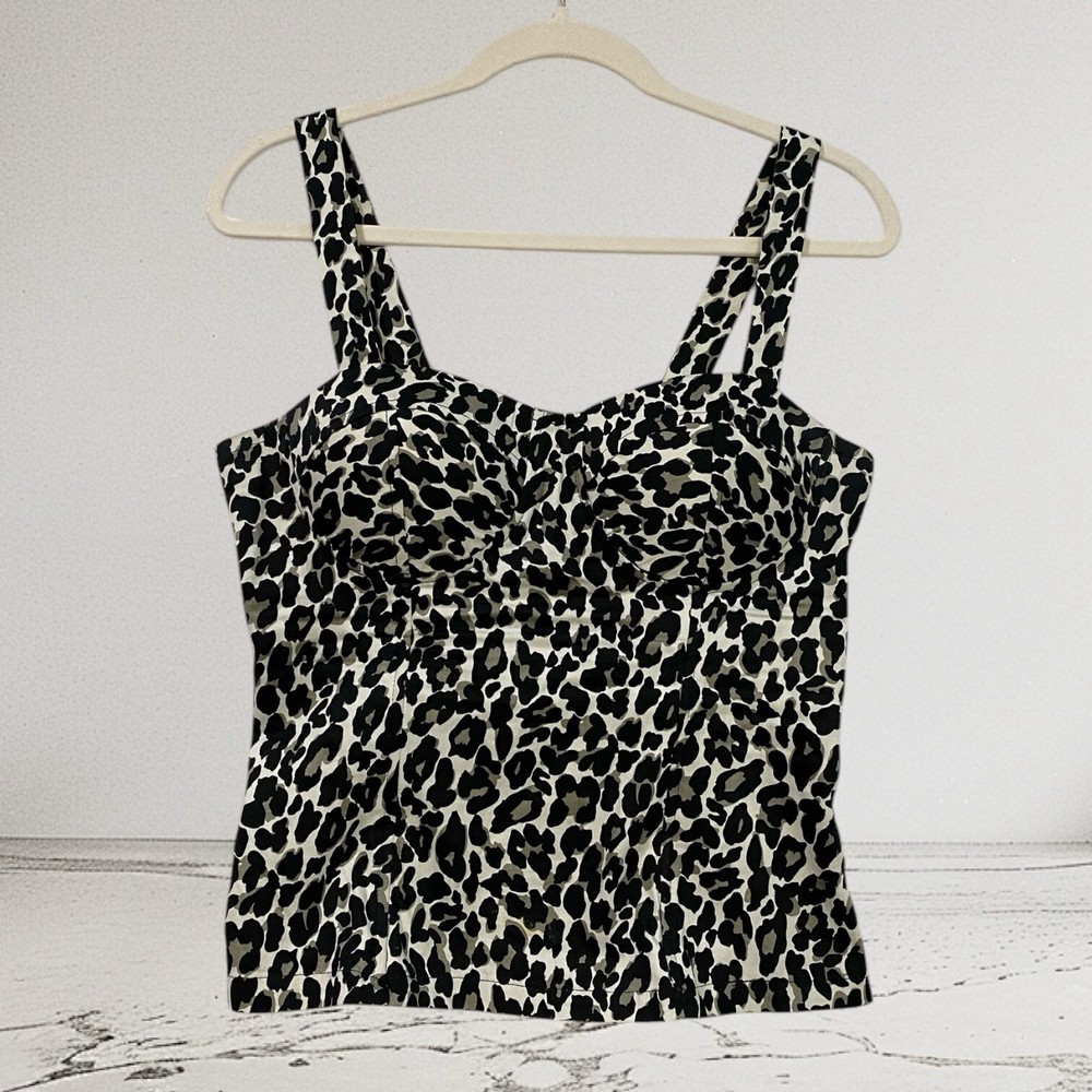 Charlotte Russe Animal Print Bustier Top Women’s Size Large Smocked Stretch Y2K
