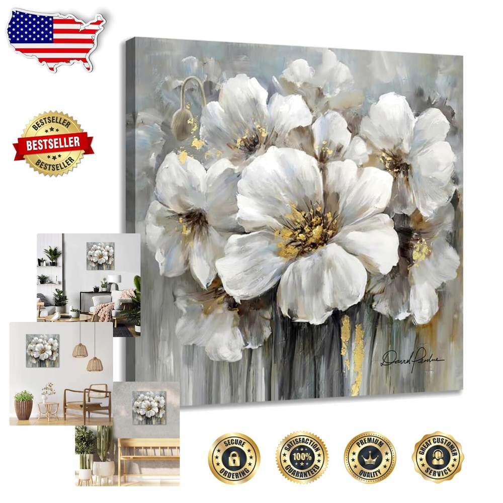 Elegant 24x24 Abstract Floral Wall Art with Gold for Sophisticated Spaces-image