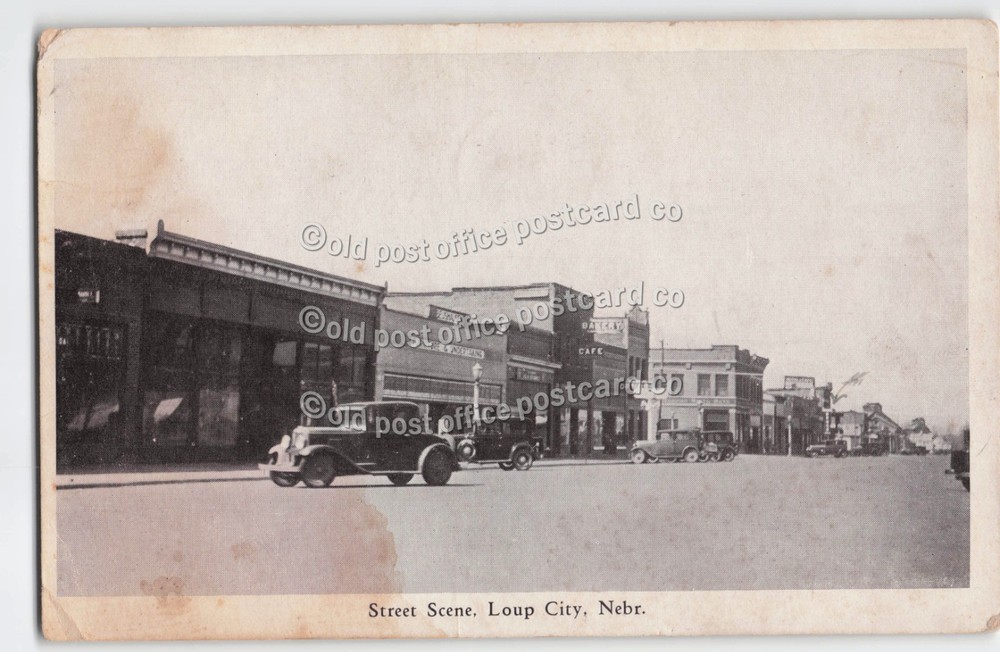 Loup City, Nebraska-Main Street Scene-c1930-Printed Litho Postcard