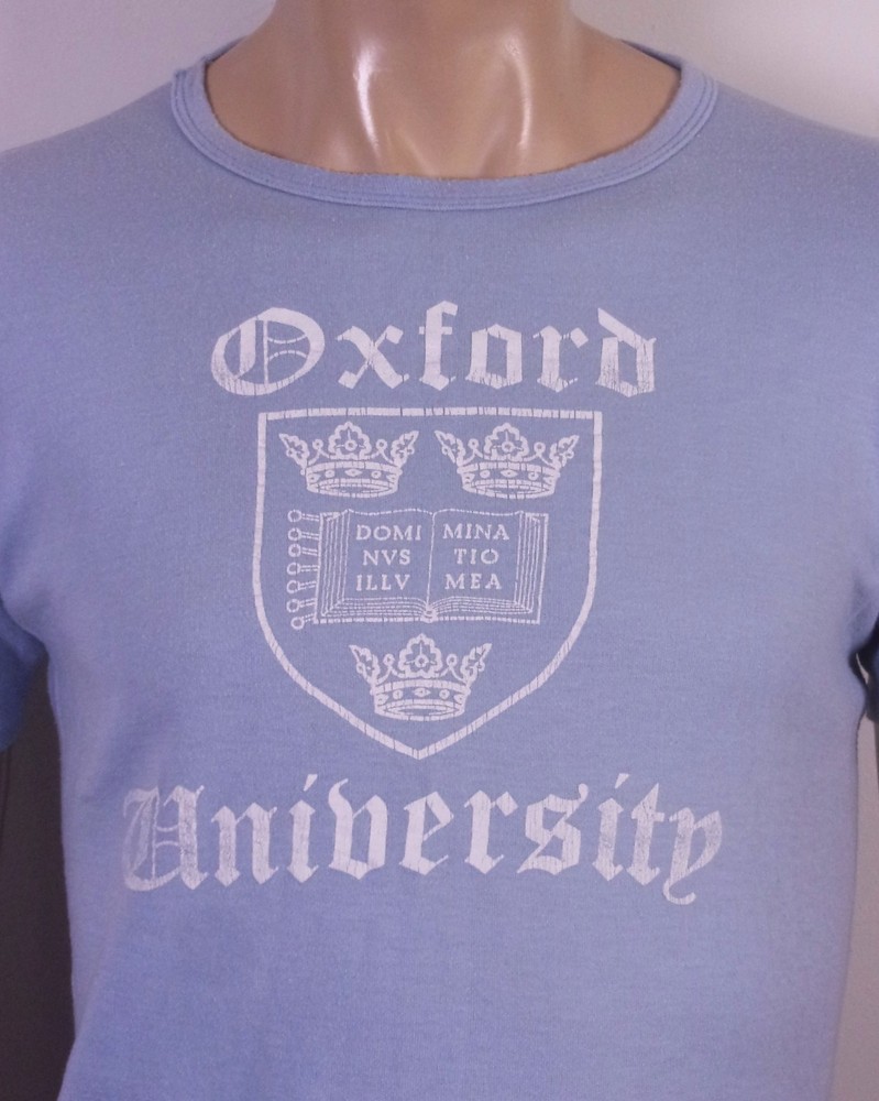 vintage 70s single stitch Oxford University T-Shirt soft thin Stretchy SZ L