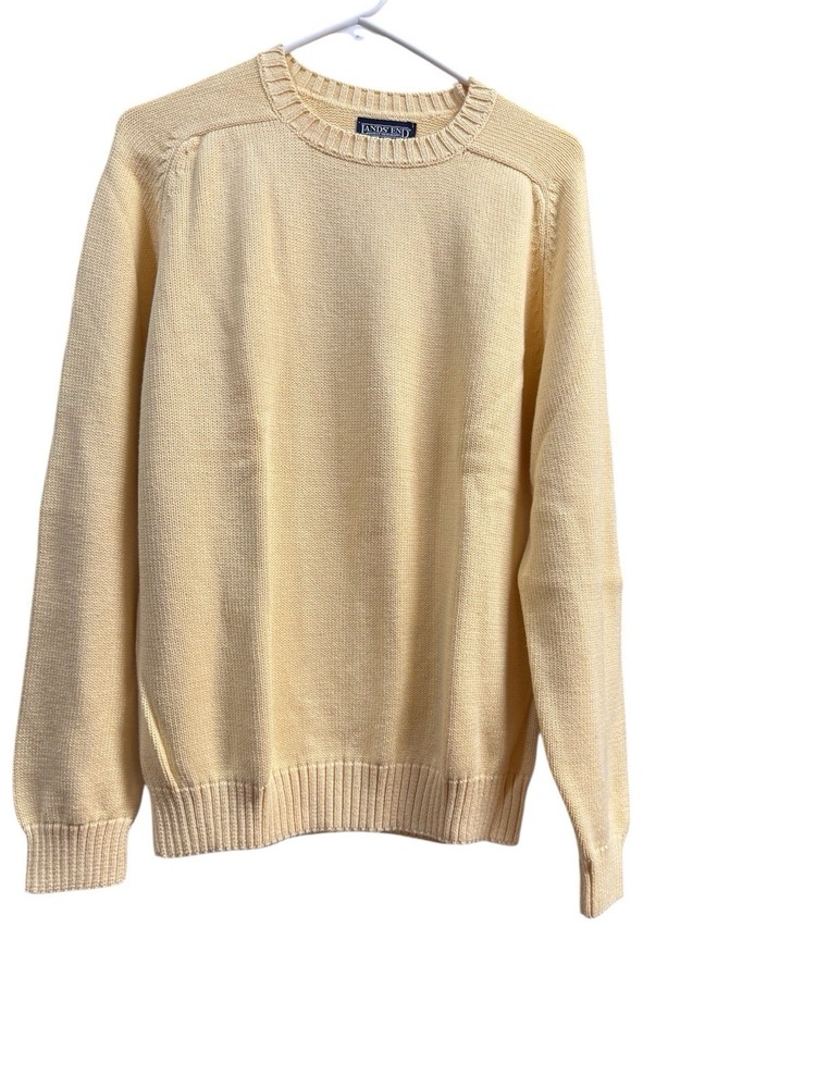 VINTAGE Lands' End men's crewneck cotton sweater in a light yellow  SIZE M