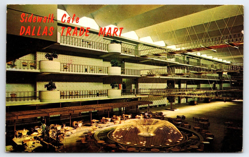 Dallas Texas TX Sidewalk Cafe Trade Mart Building Vintage Photo Postcard 1966