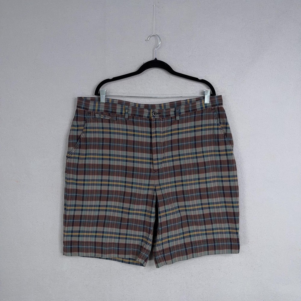 Polo Ralph Lauren Shorts Mens 40 Brown Plaid Chino Summer Preppy Button Fly