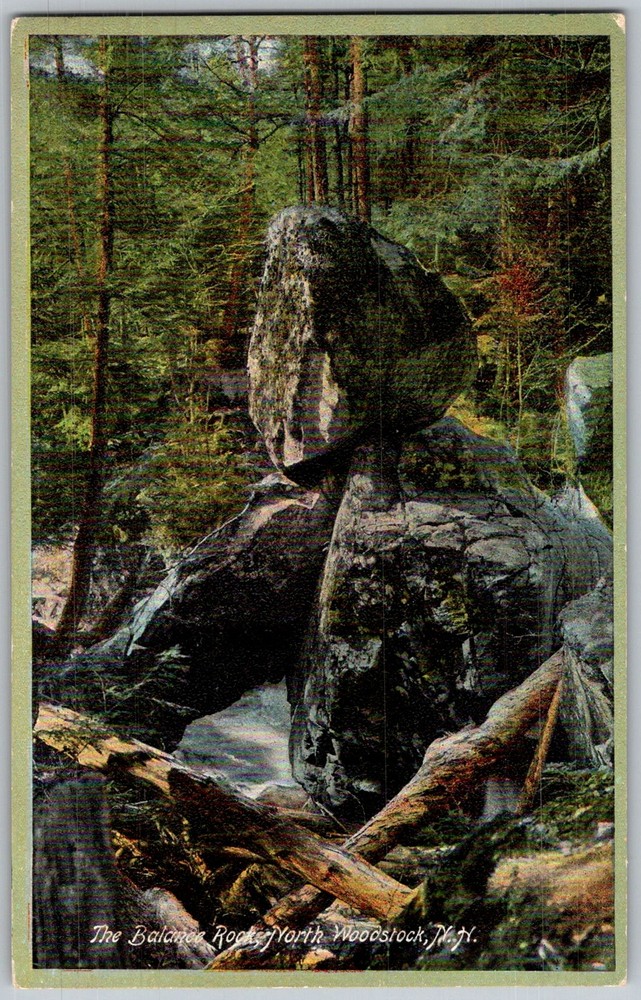 Antique Postcard Balanced Rocks Formation North Woodstock, NH 1910s