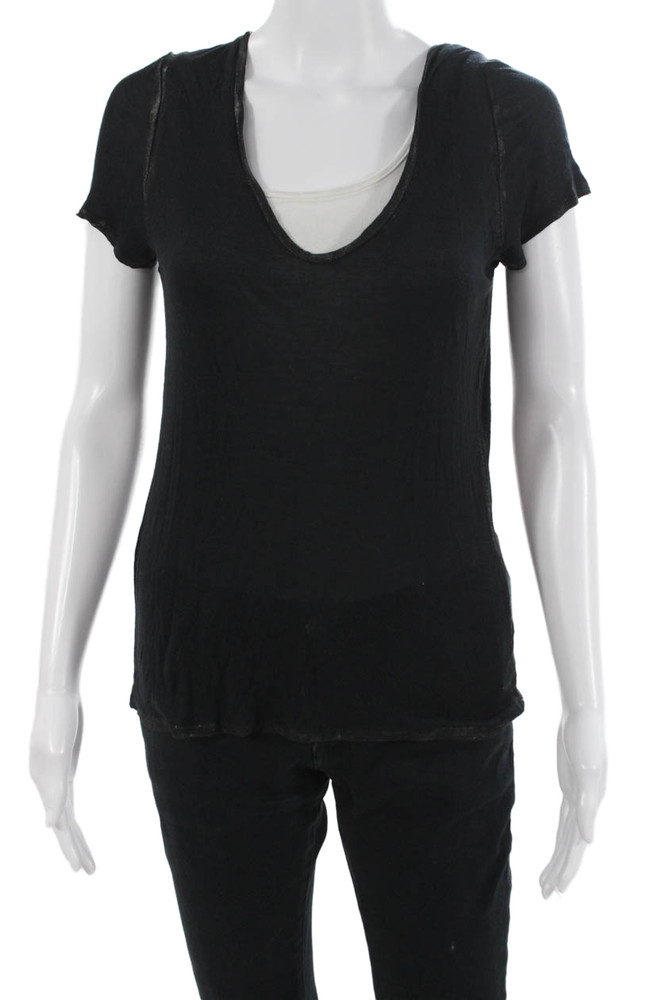 Zadig & Voltaire Womens Basic V-Neck Modal T-Shirt Black Short Sleeve Size SFree Shipping in US $100+ Orders | $6.95 Orders Below