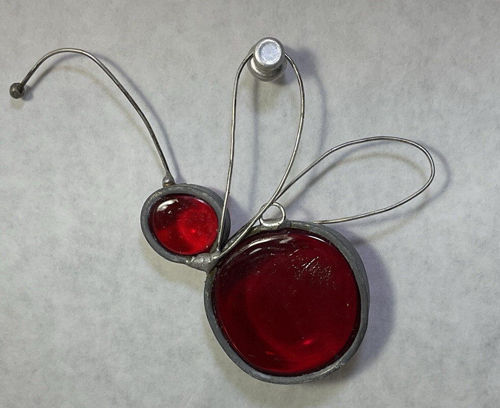 Handmade Stained Glass Blue/ Red Flying Bugs- Lot Of 2