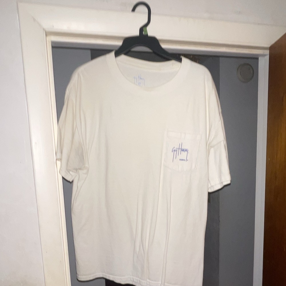 Guy Harvey Men's White Fish Graphic Pocket Logo Crew Neck T-Shirt XL