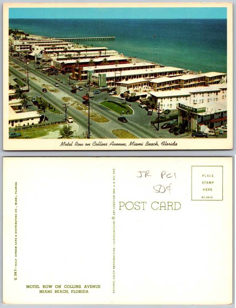 Motel Row Collins Avenue Miami Beach Florida Postcard