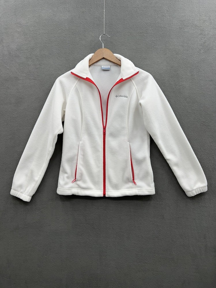 Columbia Women's White Zip-Up Fleece Jacket with Contrast Trim & Logo