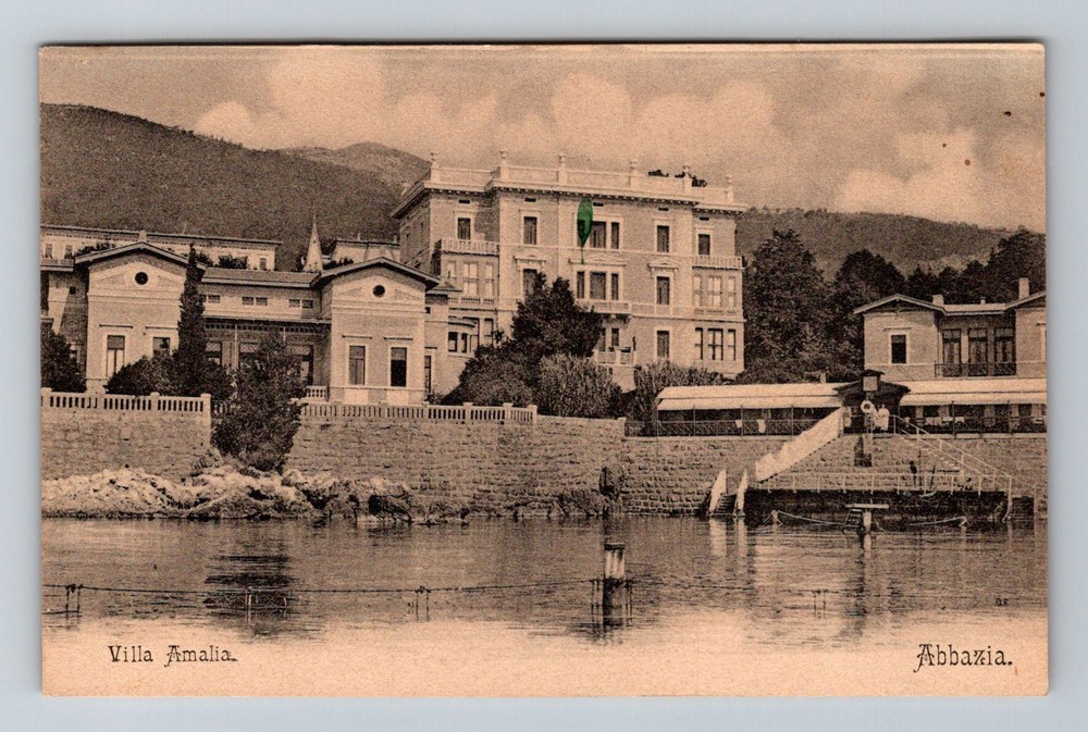 Croatia- Abbazia Stefanie Fountain Souvenir Postal Old Card PC Vintage Postcard
