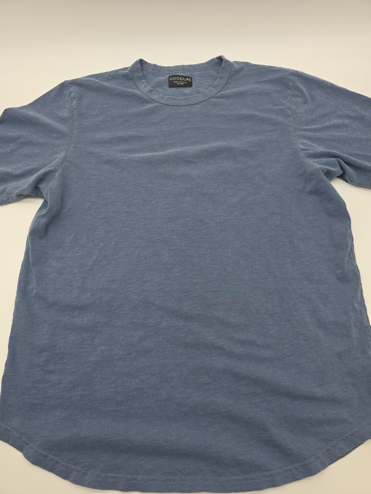 Goodlife T-Shirt Mens 2XL Blue Cotton Usa Solid Curved Tee.#43432