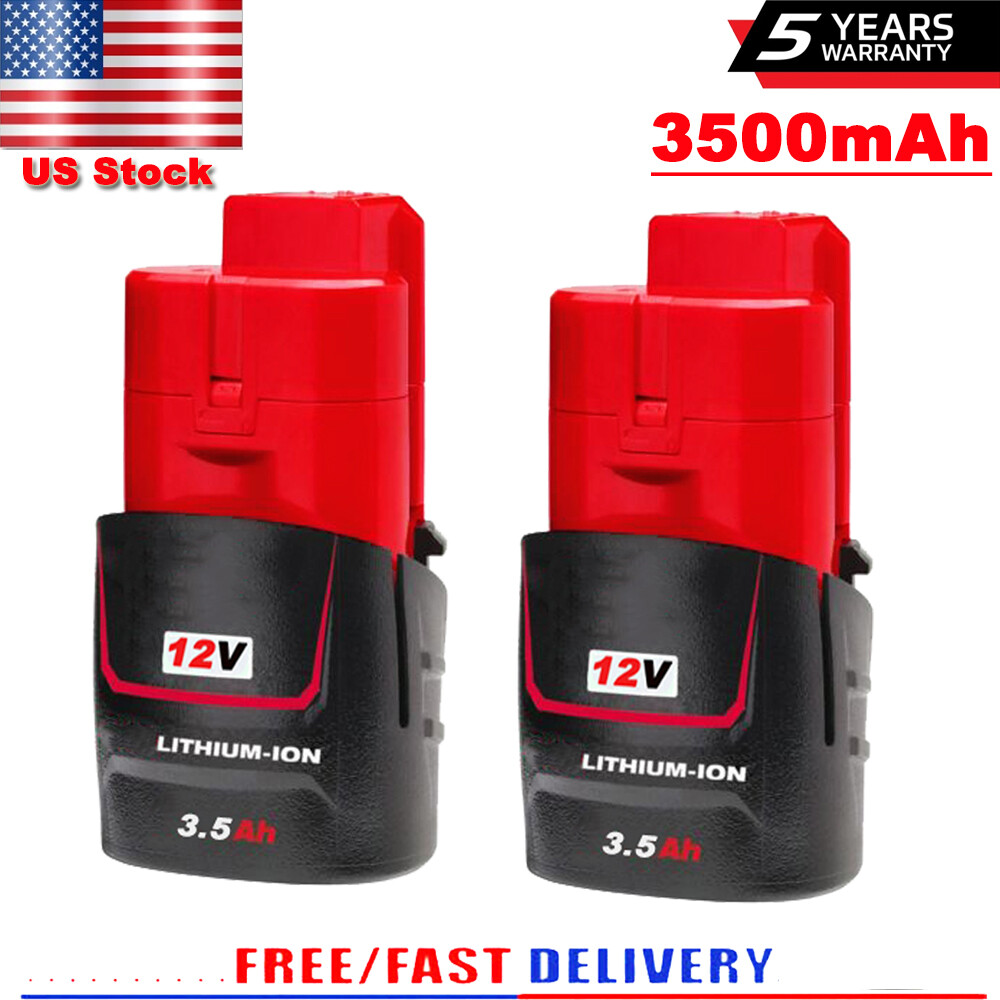 2 Pack NEW 3.5Ah MILWAUKEE M12 48-11-2401 12V Lithium Ion Battery 48-11-2420