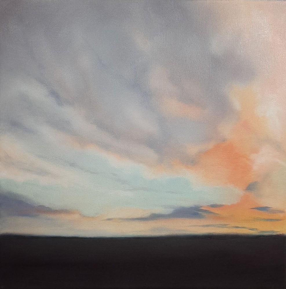 art 478 original painting 40x40 сm oil on canvas MK  evening sky modern