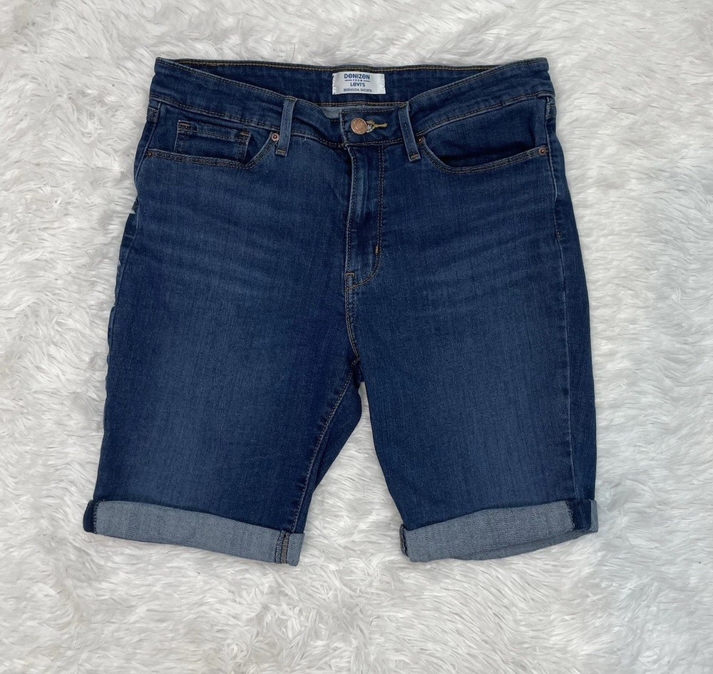 Denizen Levi’s Womens Size 10 Bermuda Shorts Blue Denim Cuffed Jean Short 30