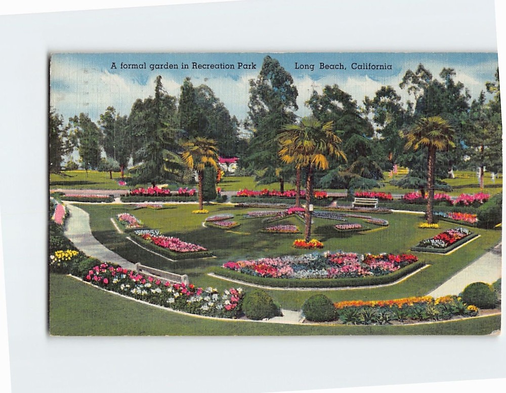 Postcard Formal Garden in Recreation Park Long Beach California USA