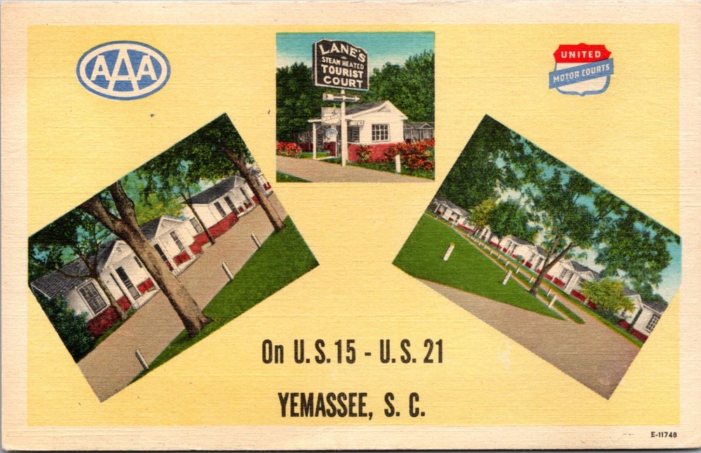 Lanes Tourist Court Yemassee South Carolina Vintage Linen Motel Postcard