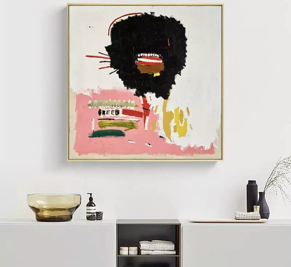 BASQUIAT 40X40CM CANVAS ART WALL ABSTRACT RETRO STREET GRAFFITI  BANKSY POSTER-image