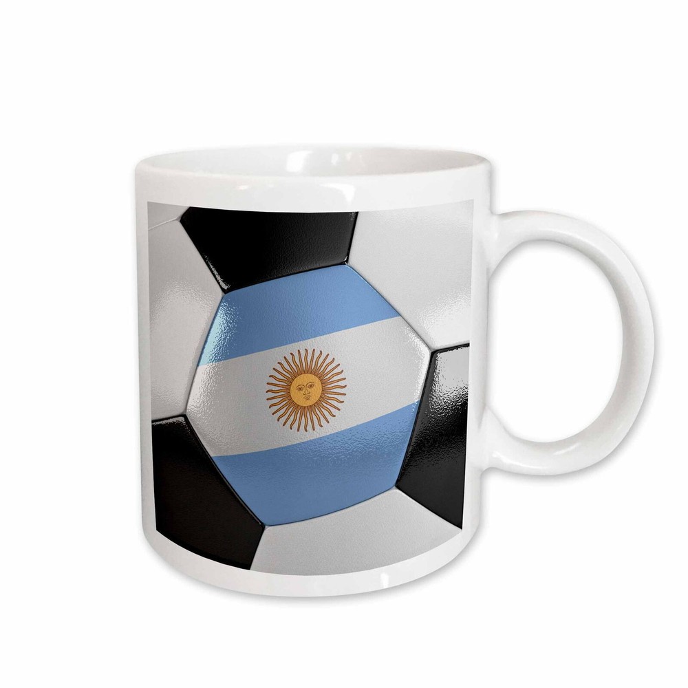 3dRose Argentina Soccer Ball, Ceramic Mug, 11-ounce