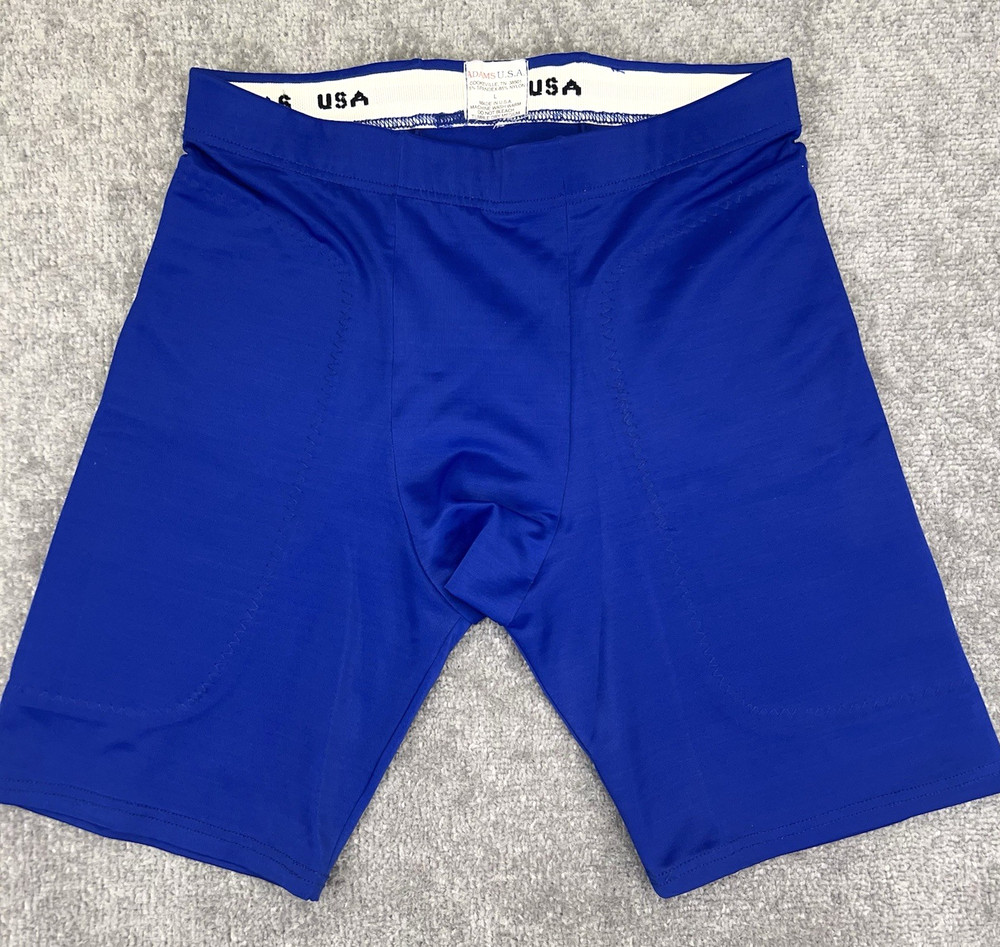 ADAMS USA Mens Compression Shorts Heavyweight Nylon Athletic 7” Blue Size Large