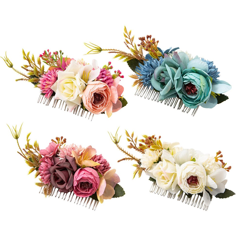 Women Boho Flower Hair Comb Floral Hair Pin Clip Wedding Bridal Hair Accessories