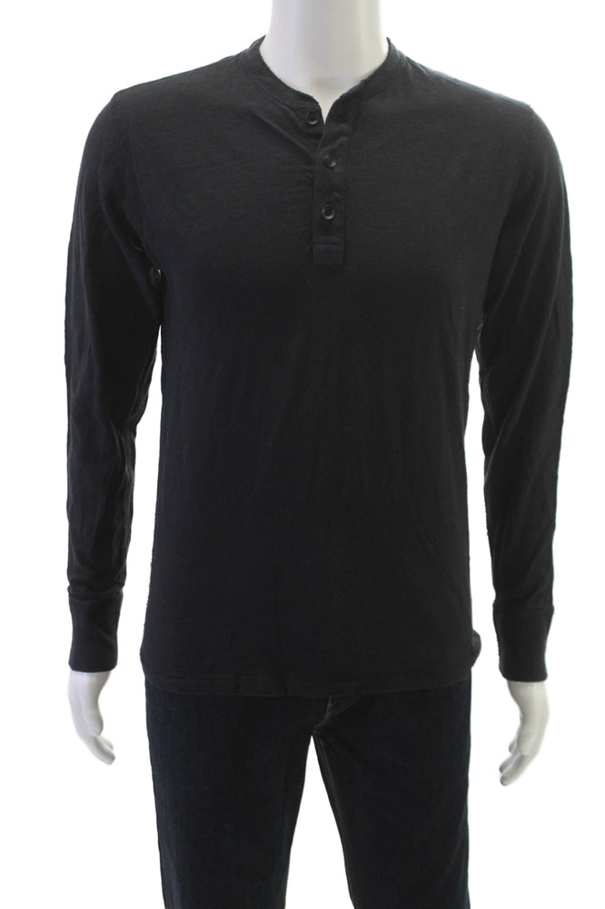 Rag & Bone Mens Henley T-Shirt Black Long Sleeve Solid Size SFree Shipping in US $100+ Orders | $6.95 Orders Below