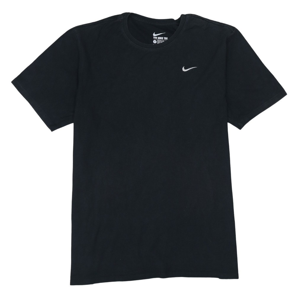 Nike Mens T Shirt Black Dri Fit Cotton Blend Crew Neck Athletic Swoosh L