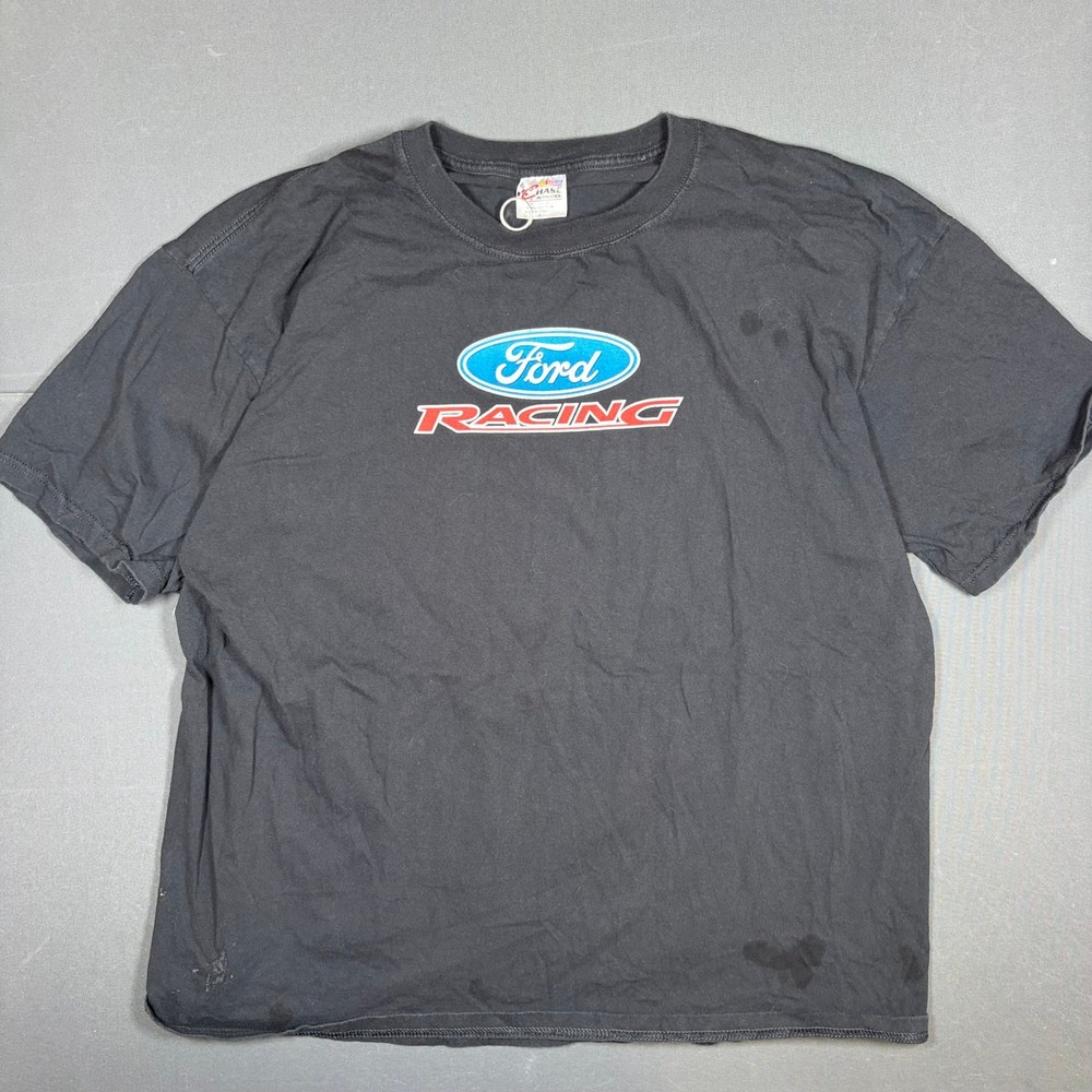 Vintage Ford Racing NASCAR T-Shirt Black Graphic Chase Authentics Promo Size 2XL