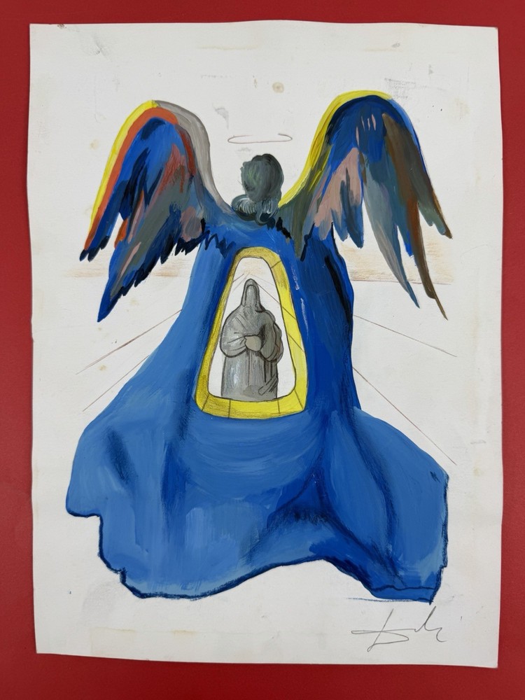 Salvador Dali Drawing on paper (Handmade) signed and stamped mixed media Vtg.