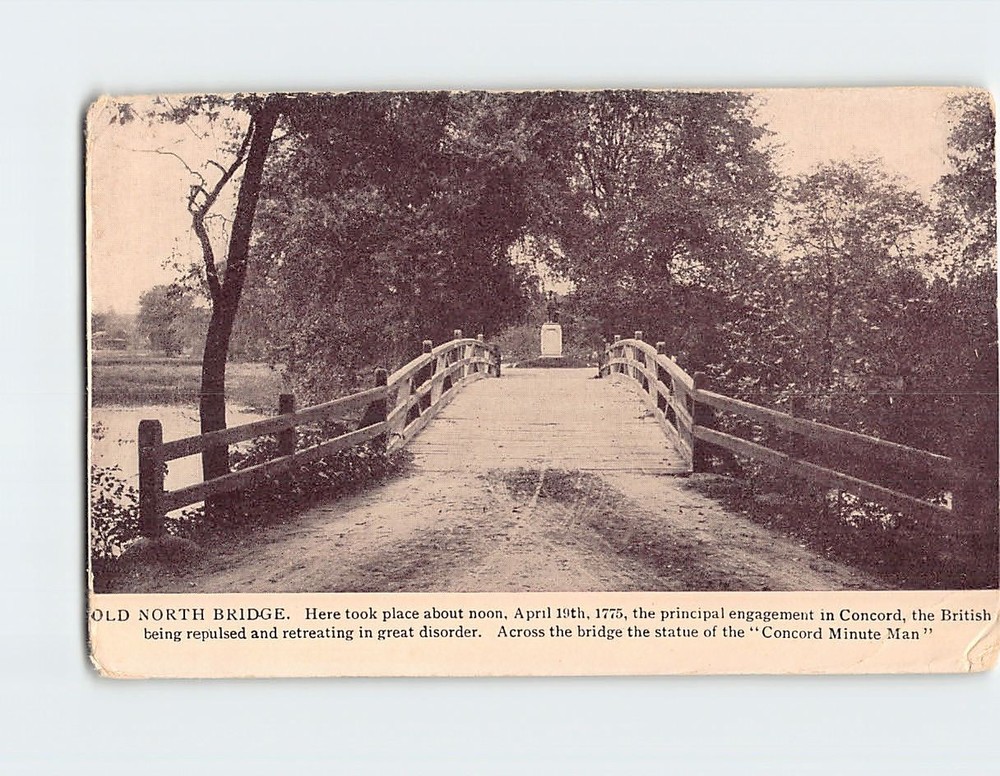 Postcard Old North Bridge Concord Massachusetts USA