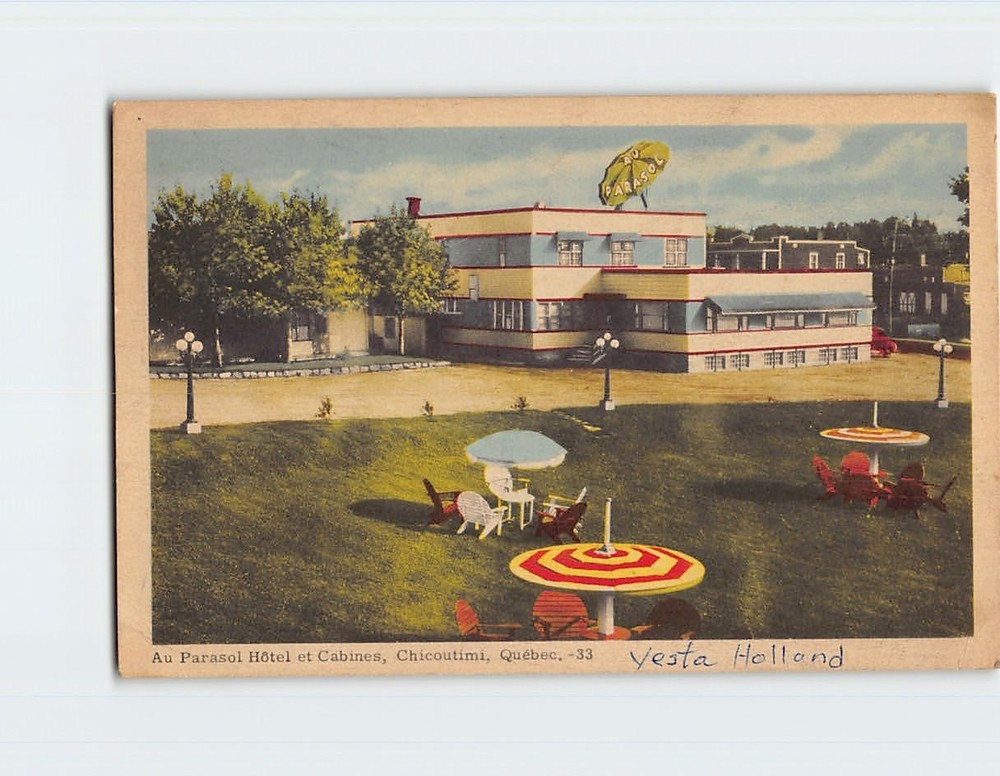 Postcard Au Parasol Hôtel et Cabines Chicoutimi Canada