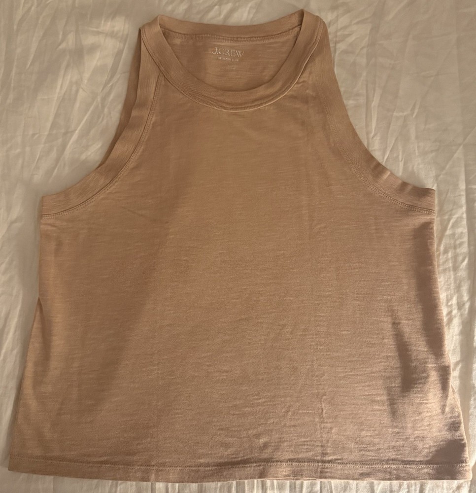 J Crew Brown 90s Cropped Organic Slub Tank Top Size Large Only $18