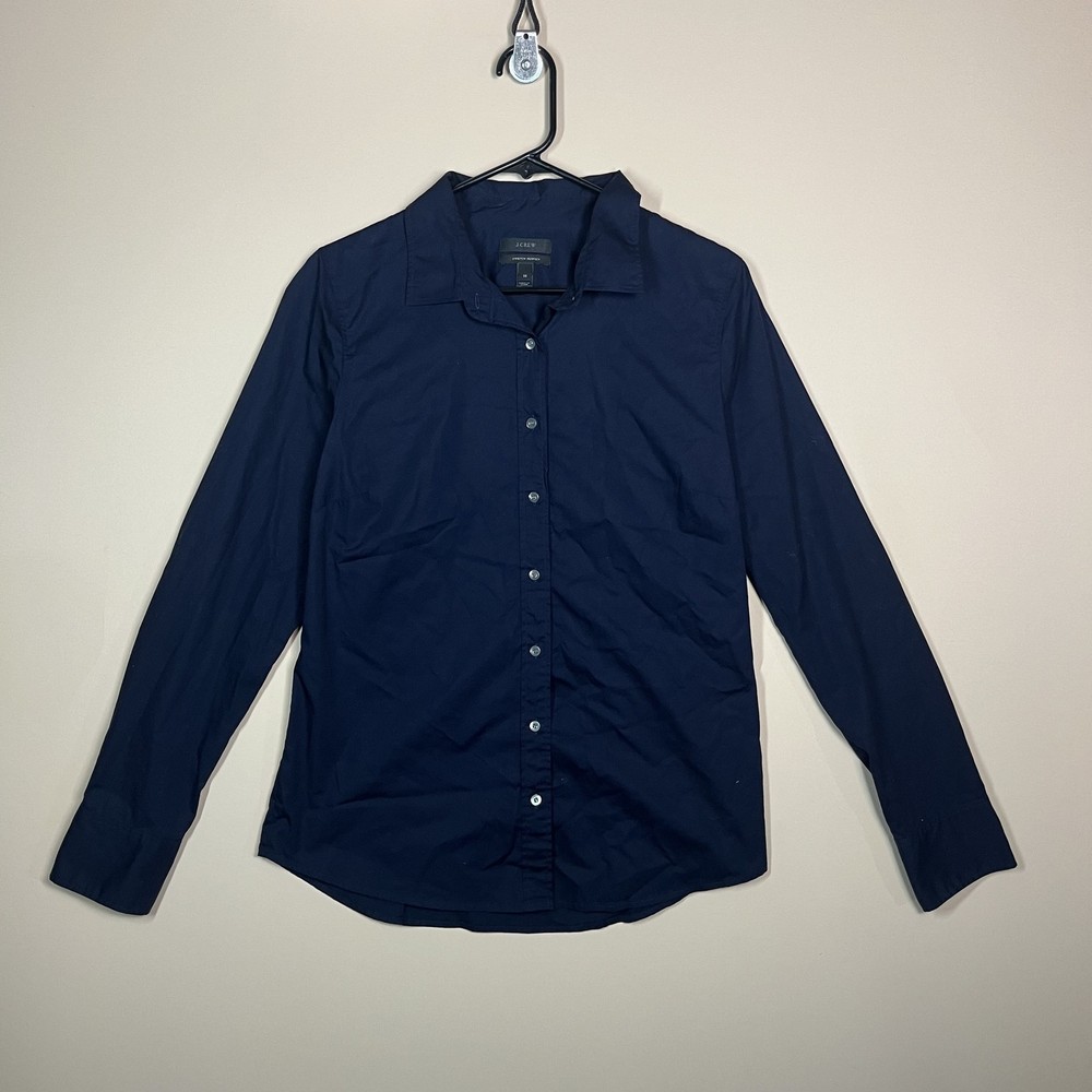 J.CREW Stretch Perfect Button Up Oxford Work Shirt Navy Blue Men's Size Medium M