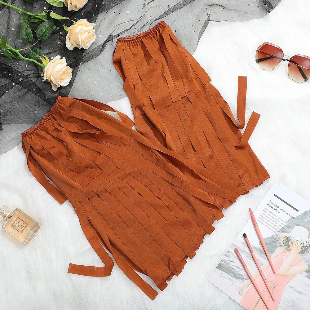 2x Women's Hippie Fringe Boot Covers Fancy Dress up Goth Fashion Leg Warmers