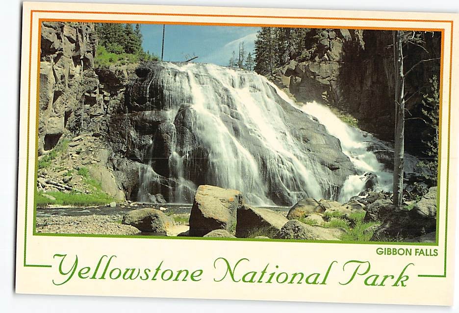Postcard Gibbon Falls Yellowstone National Park Wyoming USA