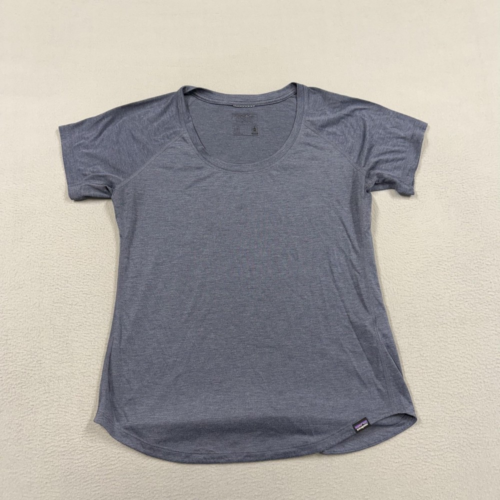 Patagonia Shirt Womens Medium Gray Capilene Cool Trail Scoop Neck Tee Hiking