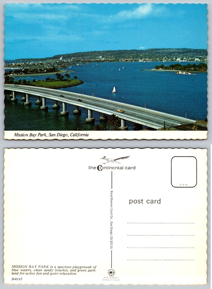 Mission Bay Park San Diego California Road Runner Continental Postcard