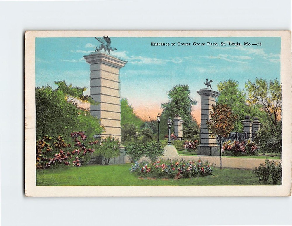 Postcard Entrance to Tower Grove Park St. Louis Missouri USA